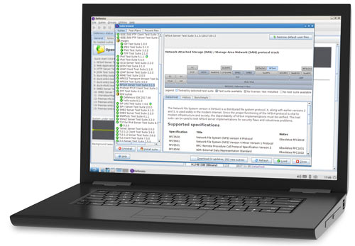 Laptop showcasing Defensics fuzzing tool