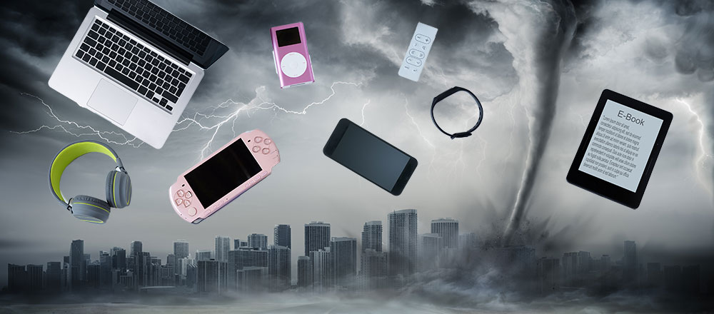 IoT Devices in Stormy Sky Scene