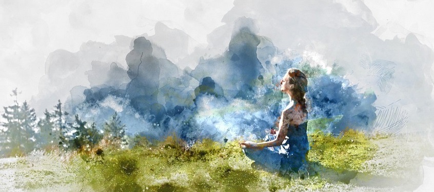 Meditative Woman in Nature Scene