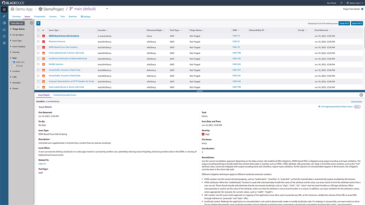 Polaris Assist AI generated code reporting